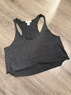 Forever 21 Charcoal Racerback Cropped Tank